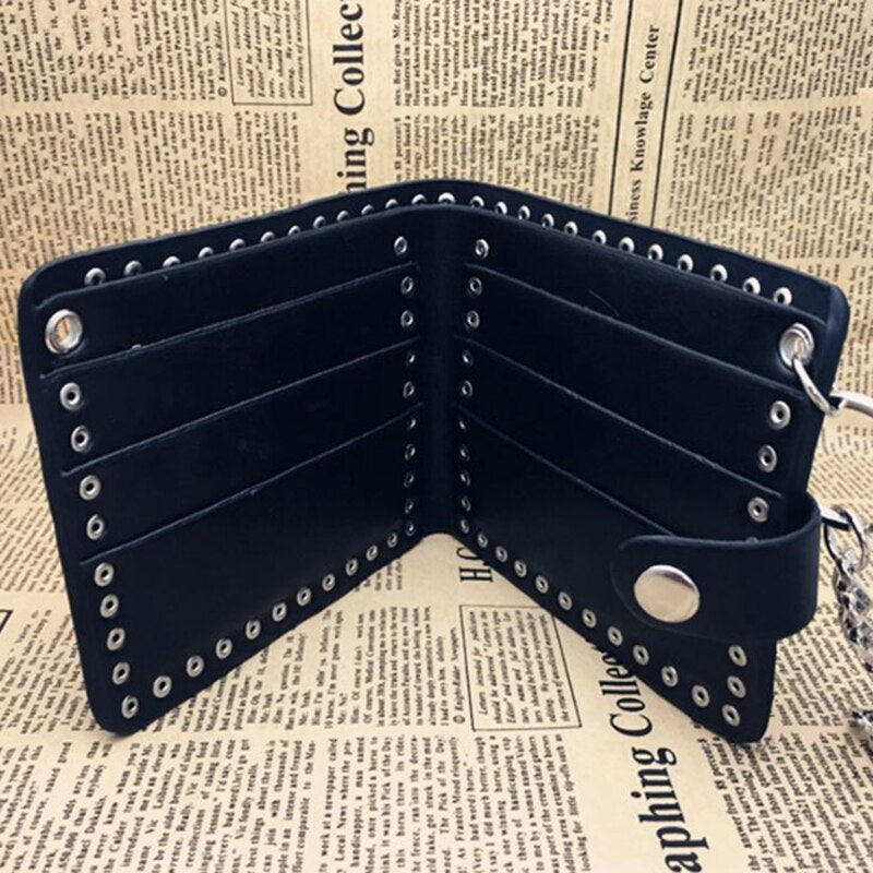 2020 Fashion Man Wallet Punk Gothic Skull Head Chain Purses
