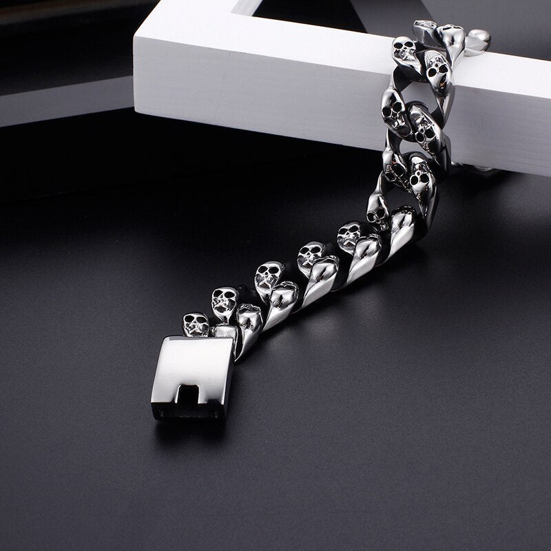 TrustyLan New Skull Bracelets For Men Shiny Stainless Steel