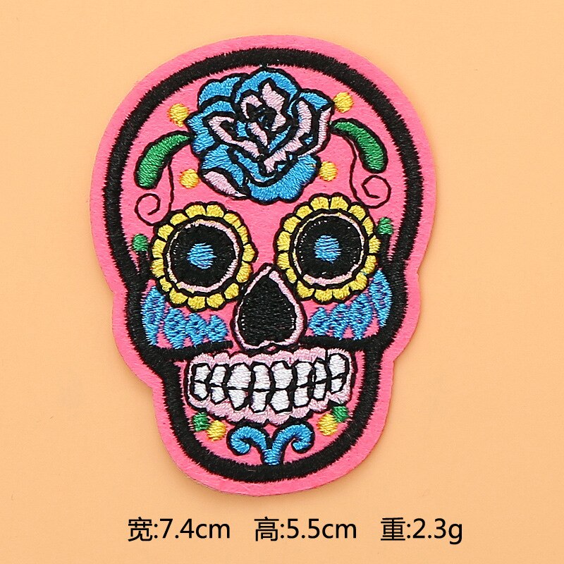 Embroidered Patches Sugar Skull Patch Mexico Day of the Dead Iron On Fabric Badges DIY Sewing Applique for Jackets Jeans