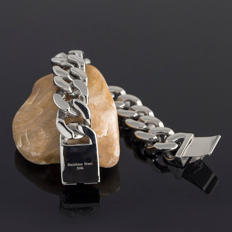 Men's Skull Head Bone Curb Stainless Steel Bracelets