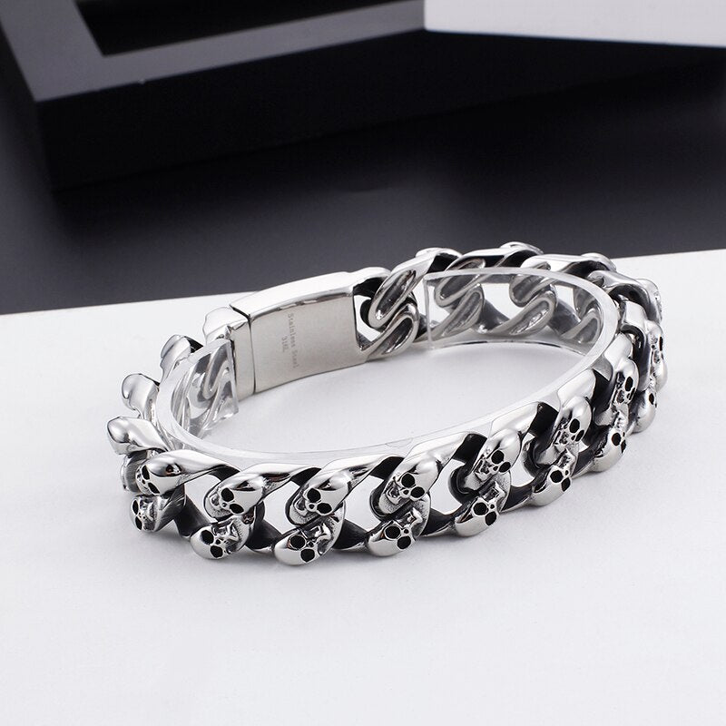 TrustyLan New Skull Bracelets For Men Shiny Stainless Steel