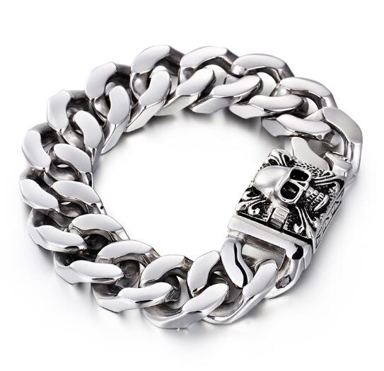 High Quality Men's Stainless Steel Cuban Curb Link Chain Skull