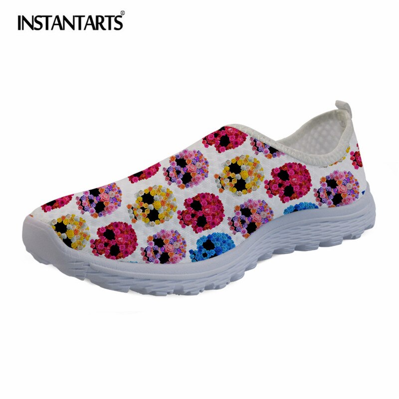 Hipster Flower Skull Printing Women Casual Flat Shoes