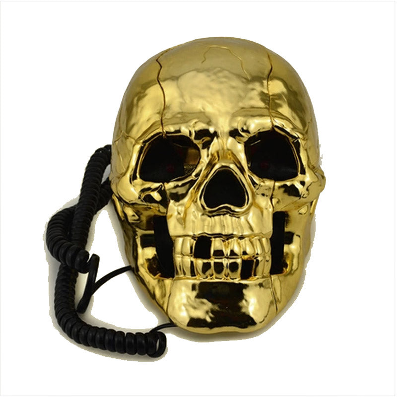 New Golden Color Unique Skull Head Skeleton Shaped Flashing Eyes