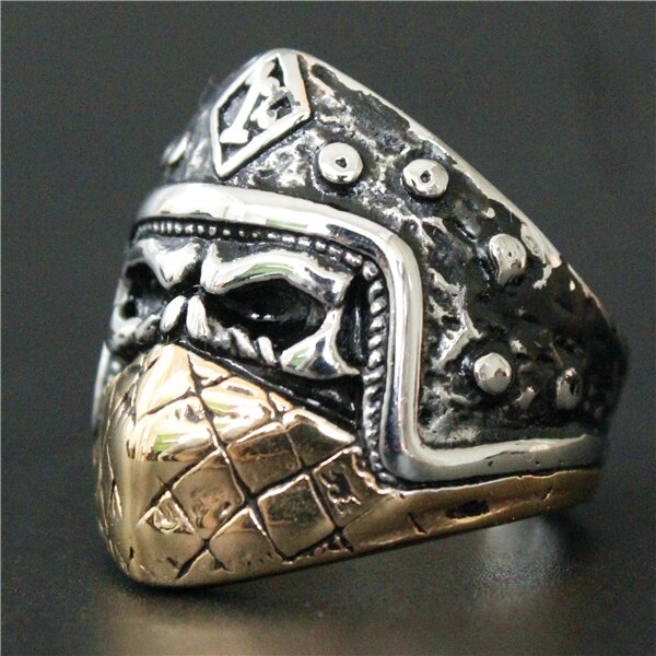 Stainless Steel Mens Fashion Gold Polishing Biker Helmet 1% Ring