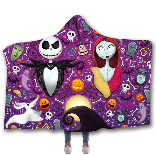 The Nightmare Before Christmas Jack Skull Printed Hooded Wearable Blanket
