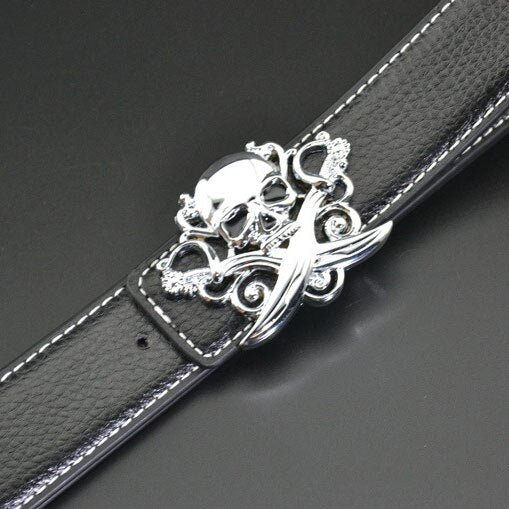 High quality skull belt buckle with metal silver finish Punk rock style
