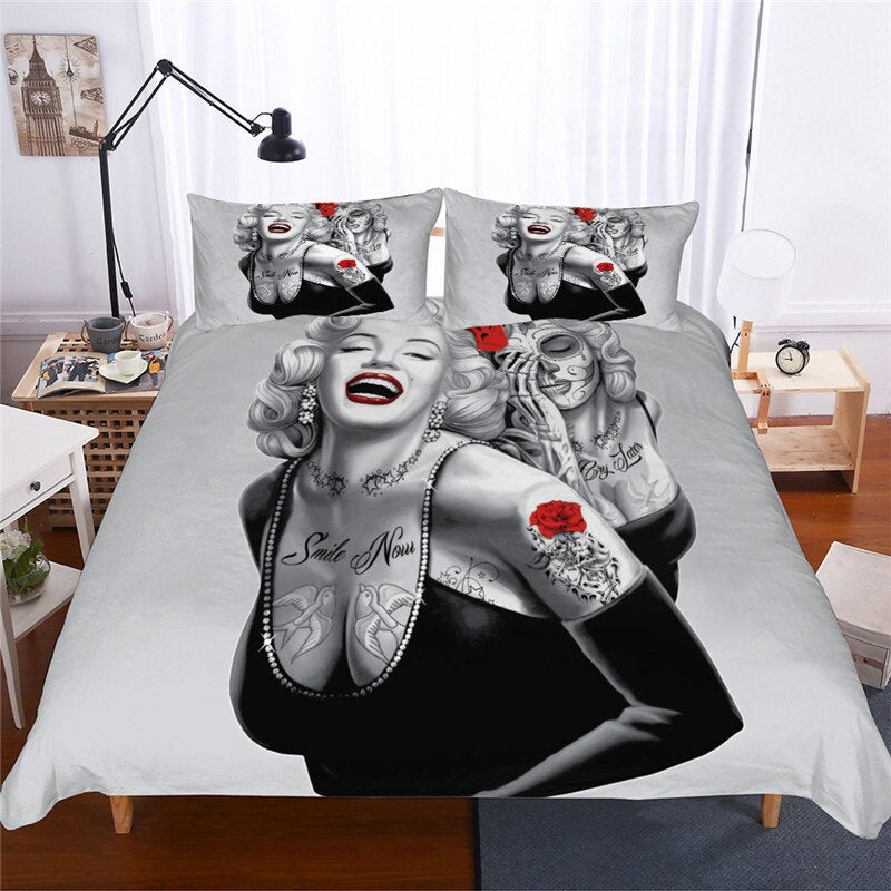 Sugar Skull Bedding Set Queen Size Beauty Women Reactive Printed 3D King