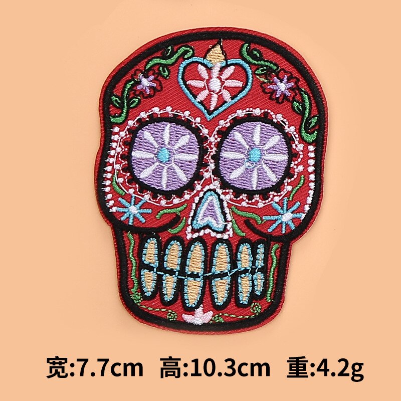 Embroidered Patches Sugar Skull Patch Mexico Day of the Dead Iron On Fabric Badges DIY Sewing Applique for Jackets Jeans