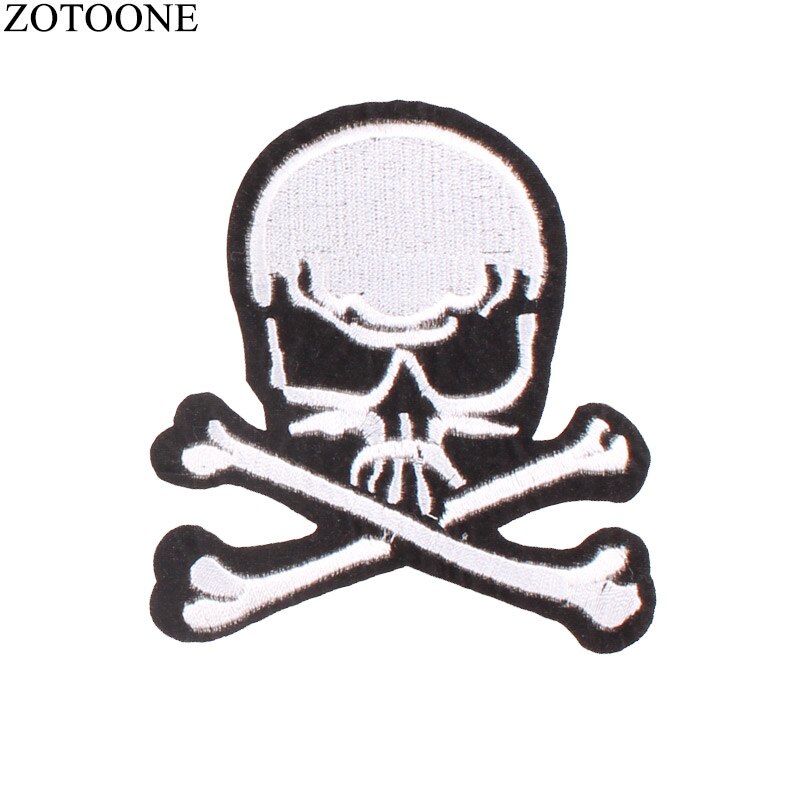 Punk Rock Skull Embroidery Patches For Clothing Flower Rose Skeleton Iron