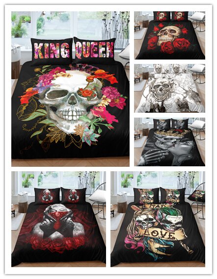 3D  Digital Printing Scream Skull Bedding Set  Skull Duvet Cover