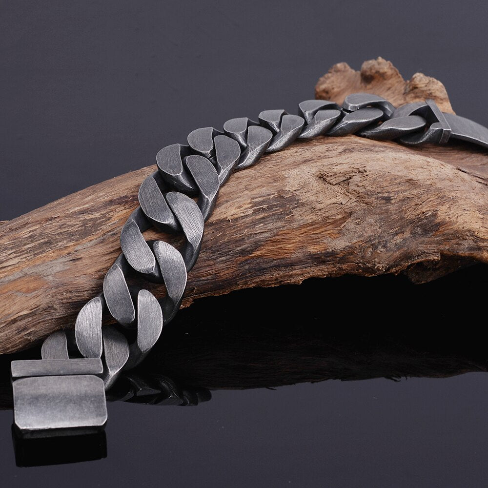 24MM Wide Friendship Mens Bracelets 2020 Heavy Black Stainless Steel