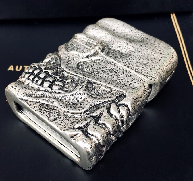 Silver Chariot of the soul heavy armor Handmade big skull lighter