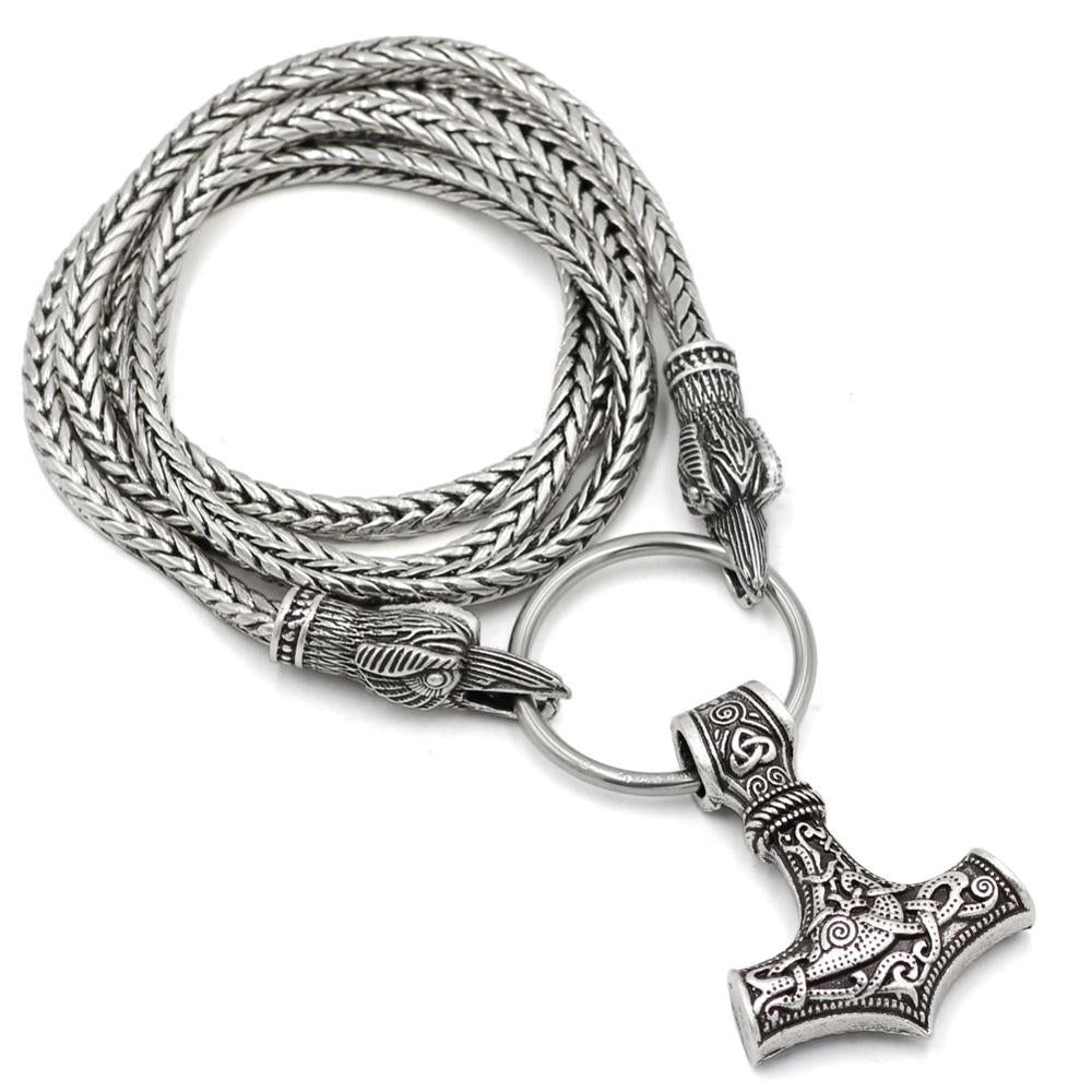 Norse Viking Raven Pendant Cord Odin's Ravens Of Thor's Hammer