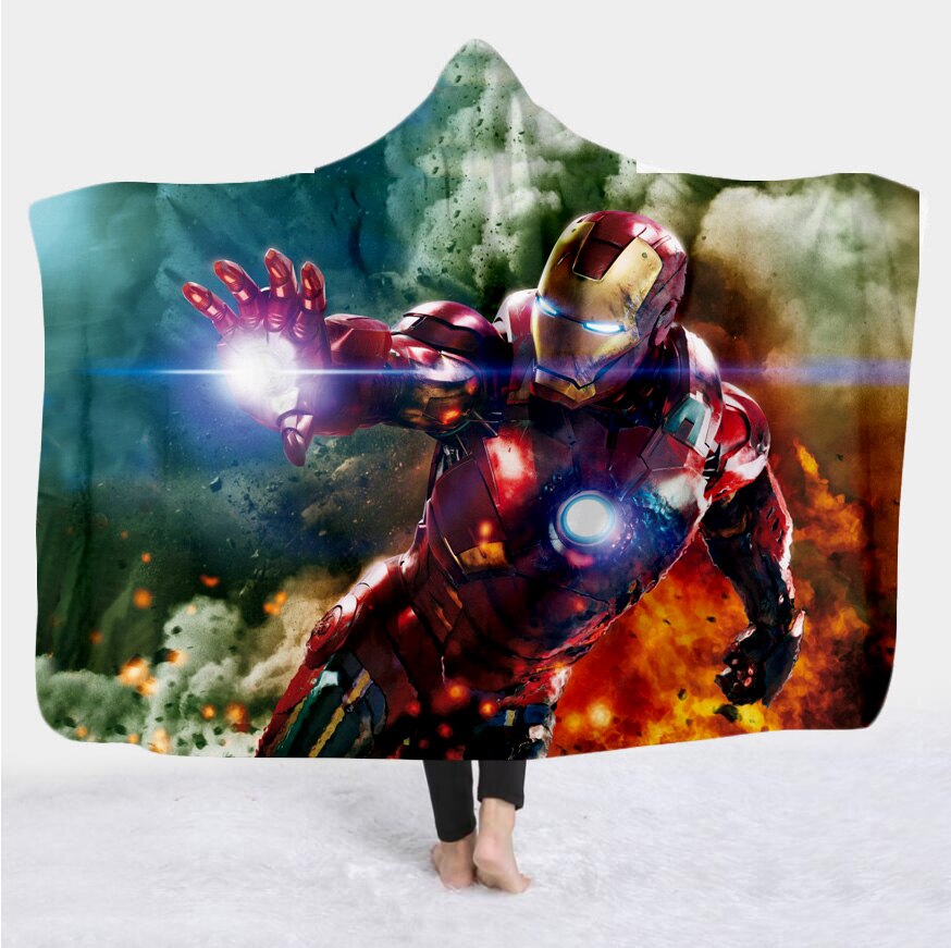 movie Avenger 3D Print Plush Throw hooded Blanket Sherpa Fleece Bedspread Blanket