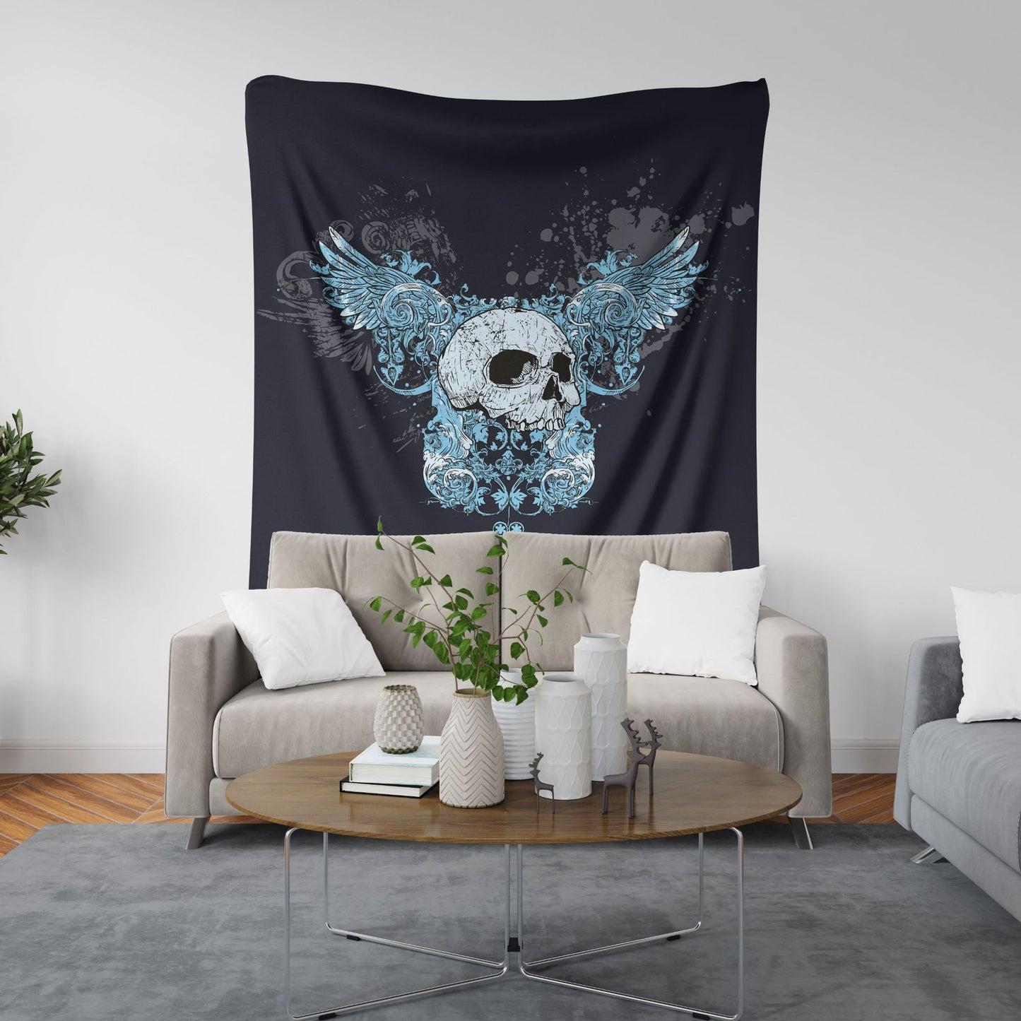 Cartoon Skull Pattern Tapestry Blanket Wall Hanging Tapestries Home