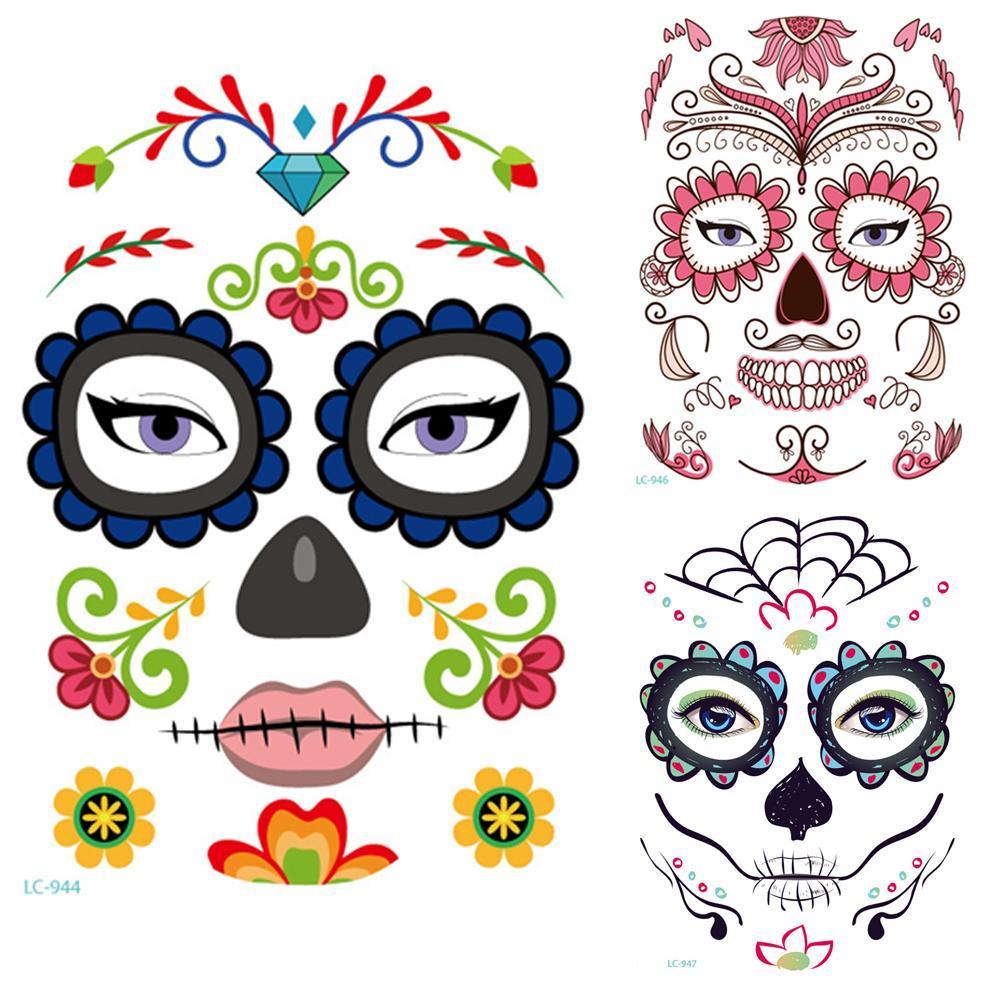 1 PC Halloween Temporary Face Art Tattoo Beauty Skull Tatoo Sugar