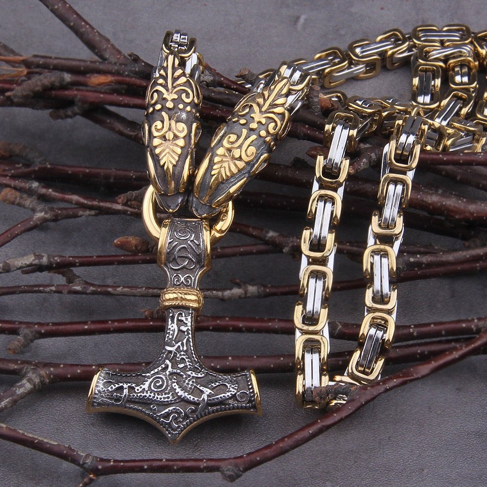 Never Fade Men stainless steel Dragon head norse viking amulet thor
