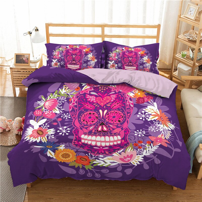 Sugar Skull Print Home Bedding Sets Duvet Cover Bed Set Pillowcase