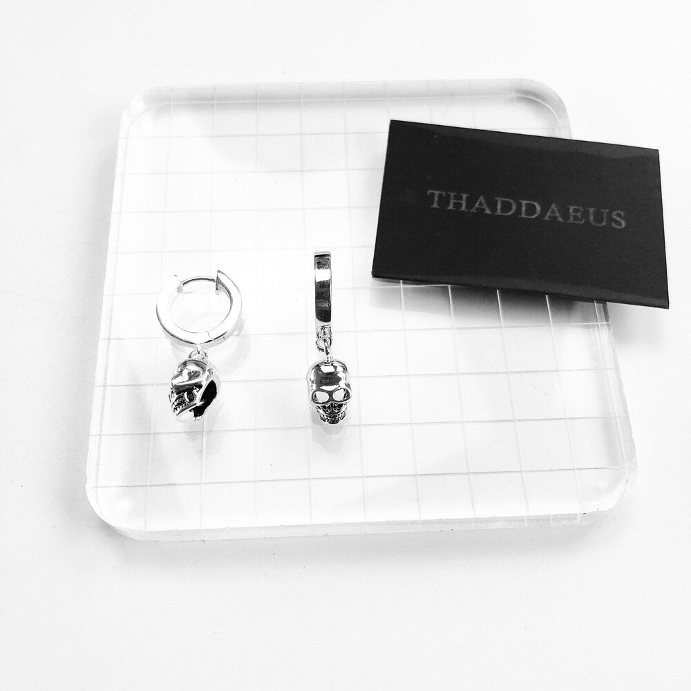 Hinged Hoop Earrings Skull,2017 Brand New Ts Gift In 925 Sterling Silver