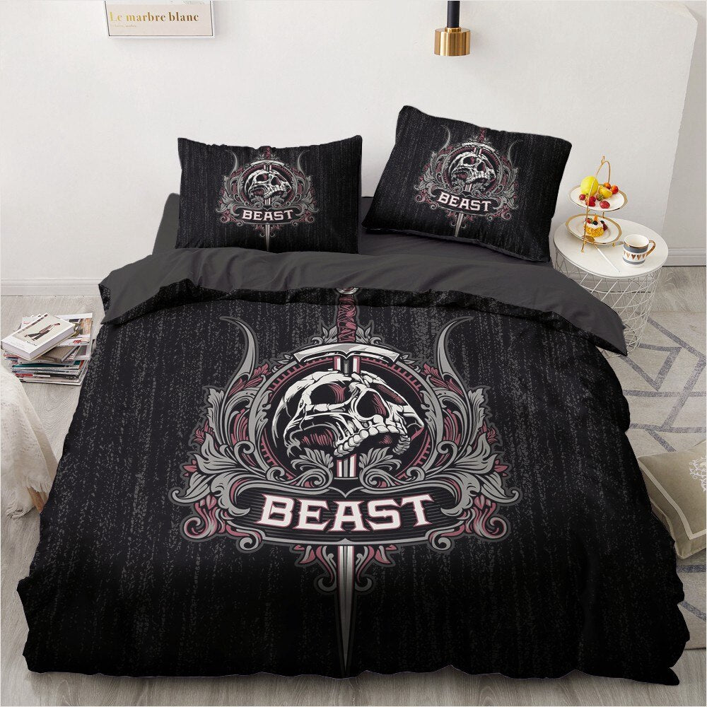 Simple Bedding Sets 3D Rock Skull Duvet Quilt Cover