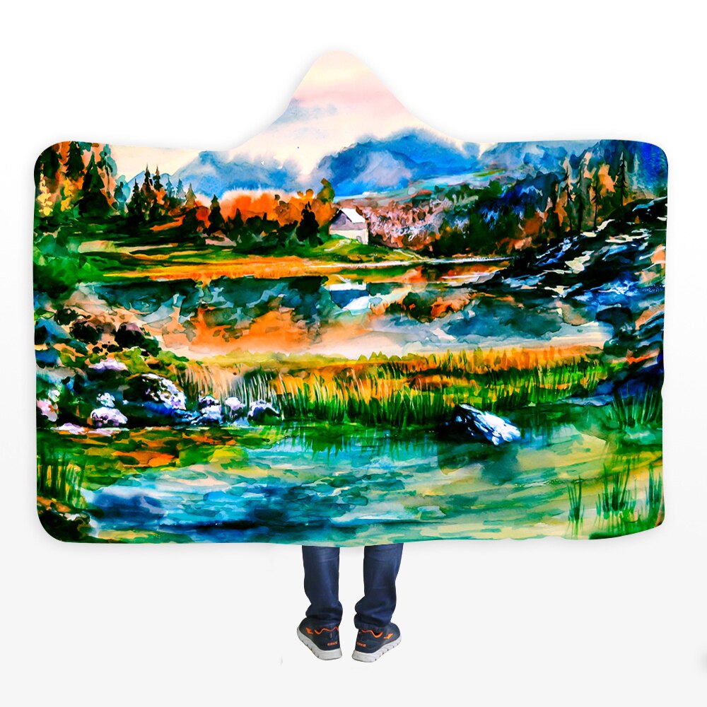 3D Halloween Skull Print Hooded Blanket Comfortable Soft Blanket