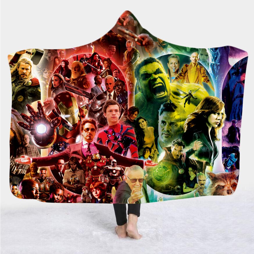 movie Avenger 3D Print Plush Throw hooded Blanket Sherpa Fleece Bedspread Blanket