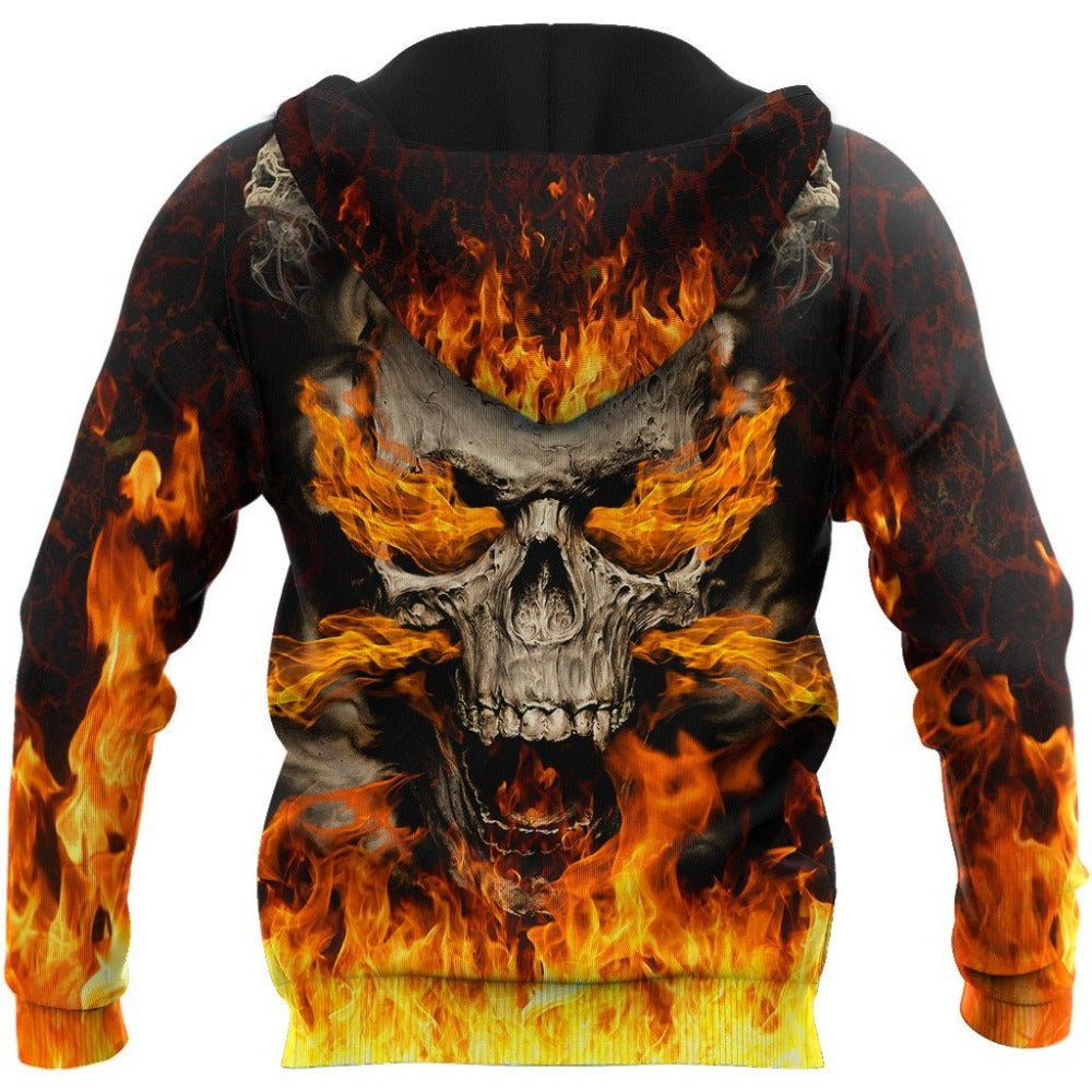 Skulls On Fire Art 3D All Over Printed Fashion Hoodies Men Sweatshirt Unisex Zip Pullover Casual Jacket Tracksuit