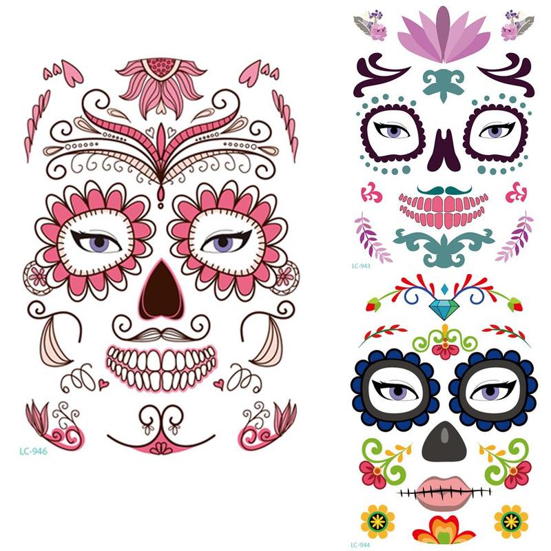 1 PC Halloween Temporary Face Art Tattoo Beauty Skull Tatoo Sugar