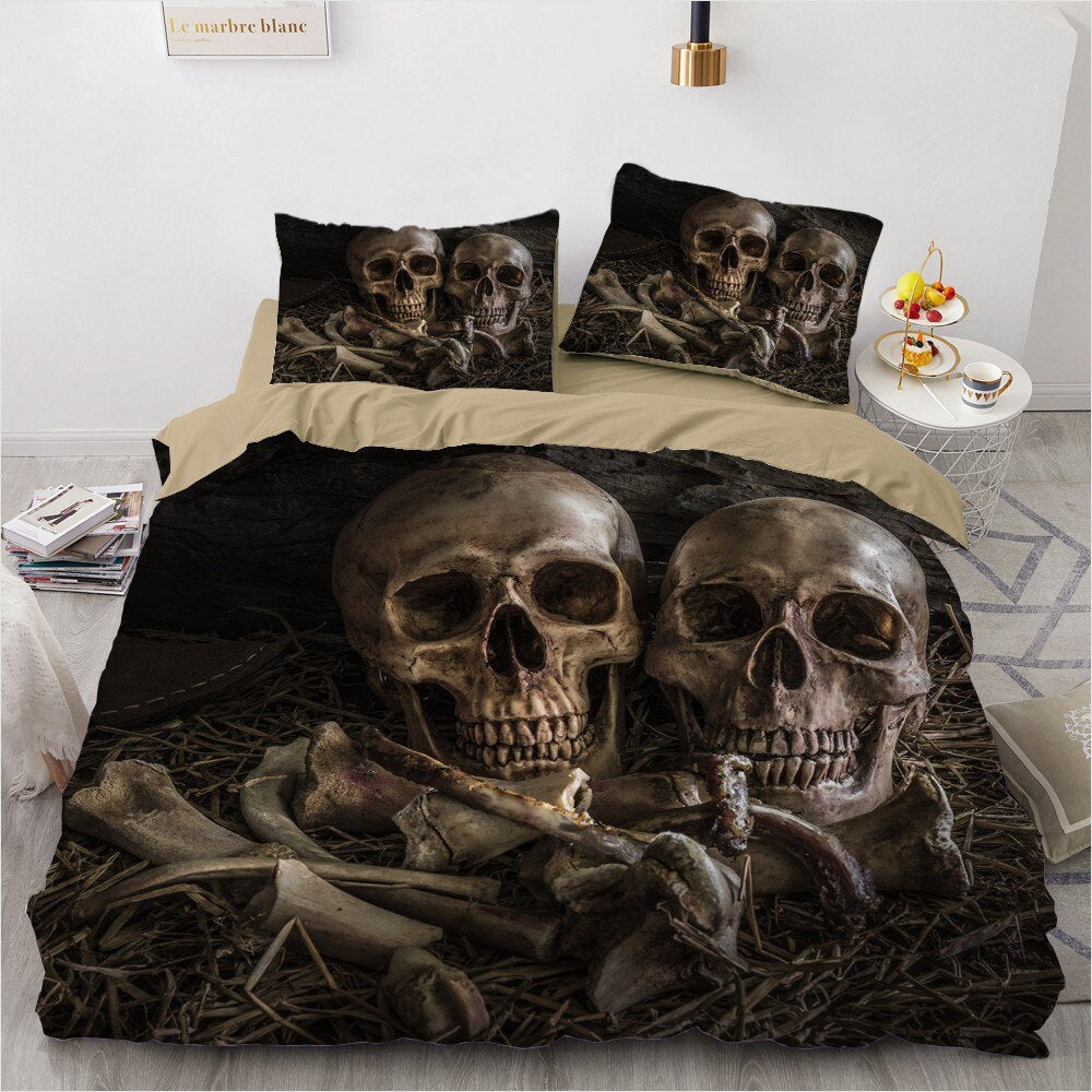 3D Skull Bedding Sets Duvet Quilt Cover Set Comforter Bed Linen Pillowcase
