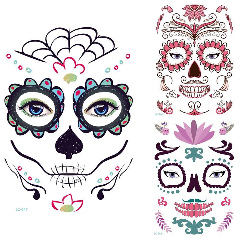 1 PC Halloween Temporary Face Art Tattoo Beauty Skull Tatoo Sugar