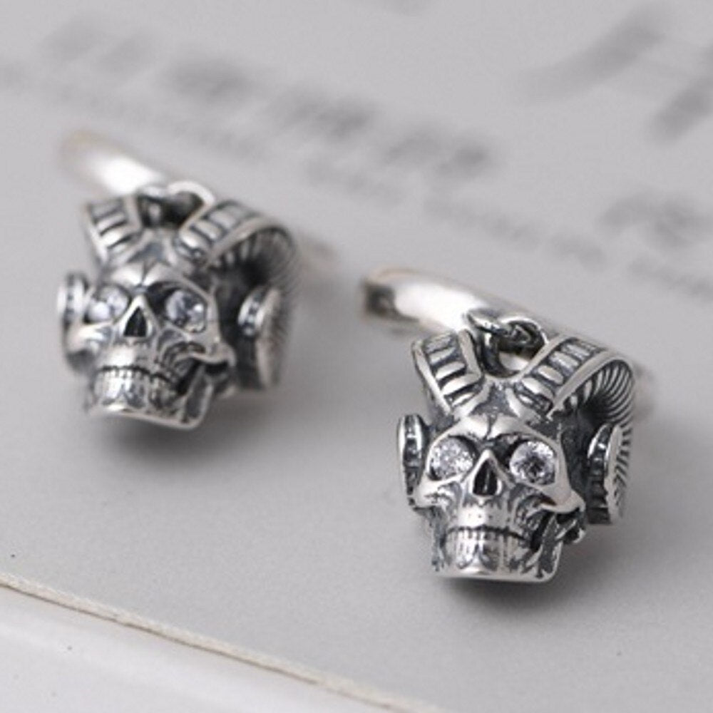 New solid pure S925 silver man earrings vintage 925 silver earrings