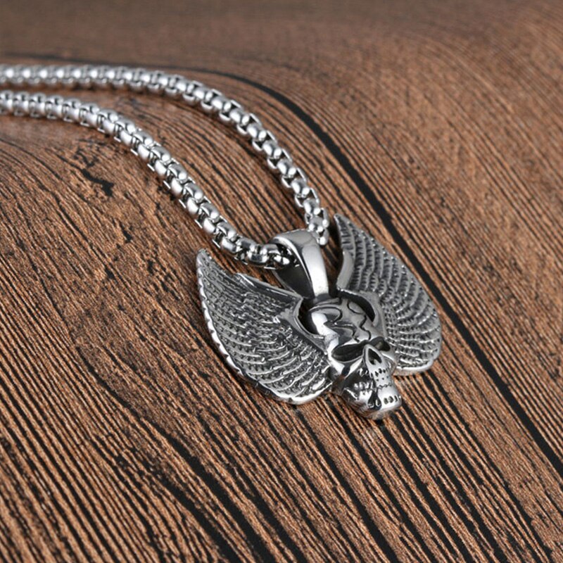 necklaces mens skull stainless steel large Steampunk