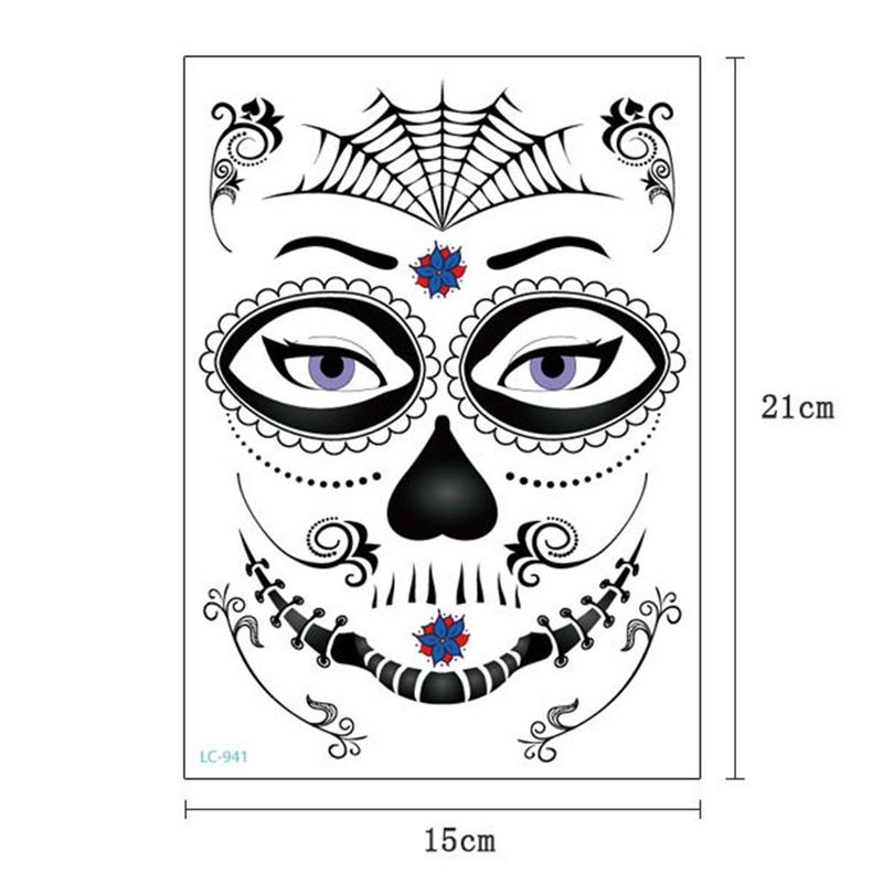 1 PC Halloween Temporary Face Art Tattoo Beauty Skull Tatoo Sugar