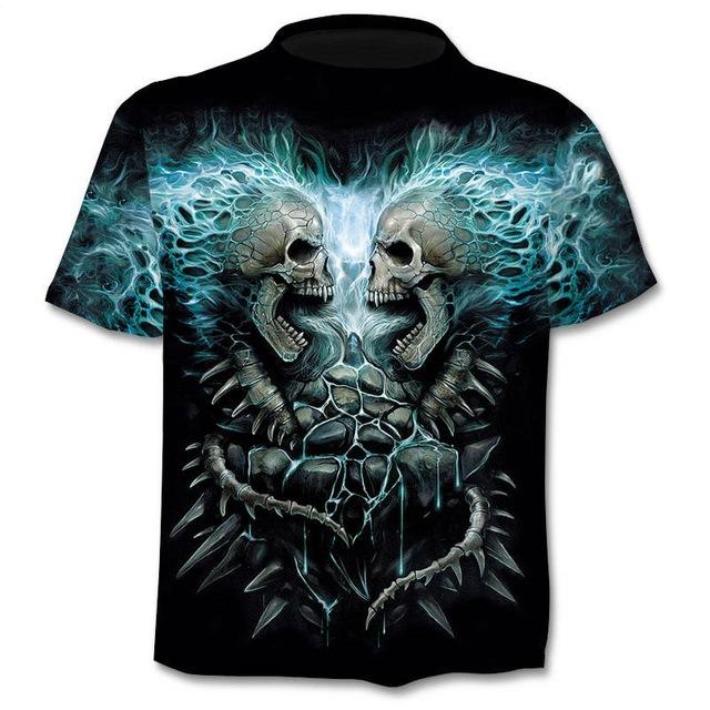 Motorcycle Skull 3dT-Shirt Men Women Fashion Hip Hop T-Shirt