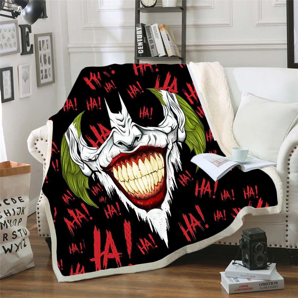 Night Before Christmas Joker Poker Printed Velvet Plush Blanket Duvet