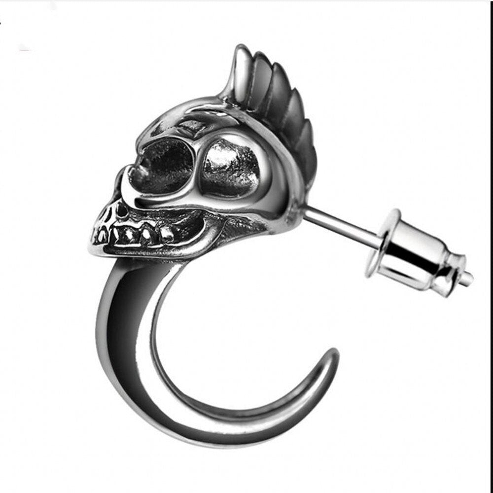 New 100% s925 silver jewelry retro Thai silver skull earrings