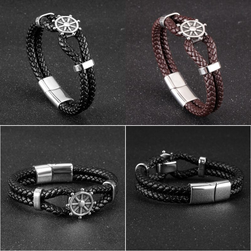 Mcllroy Genuine Leather Bracelet Men Homme Multi-layer Gold/steel/Black