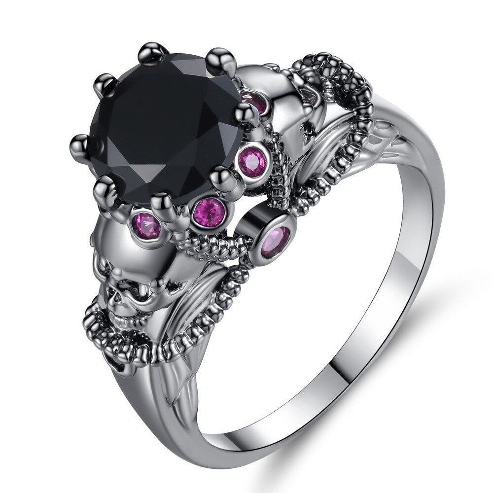 Hip Hop Trend Punk Style Black Non-mainstream Cubic Zircon Rings