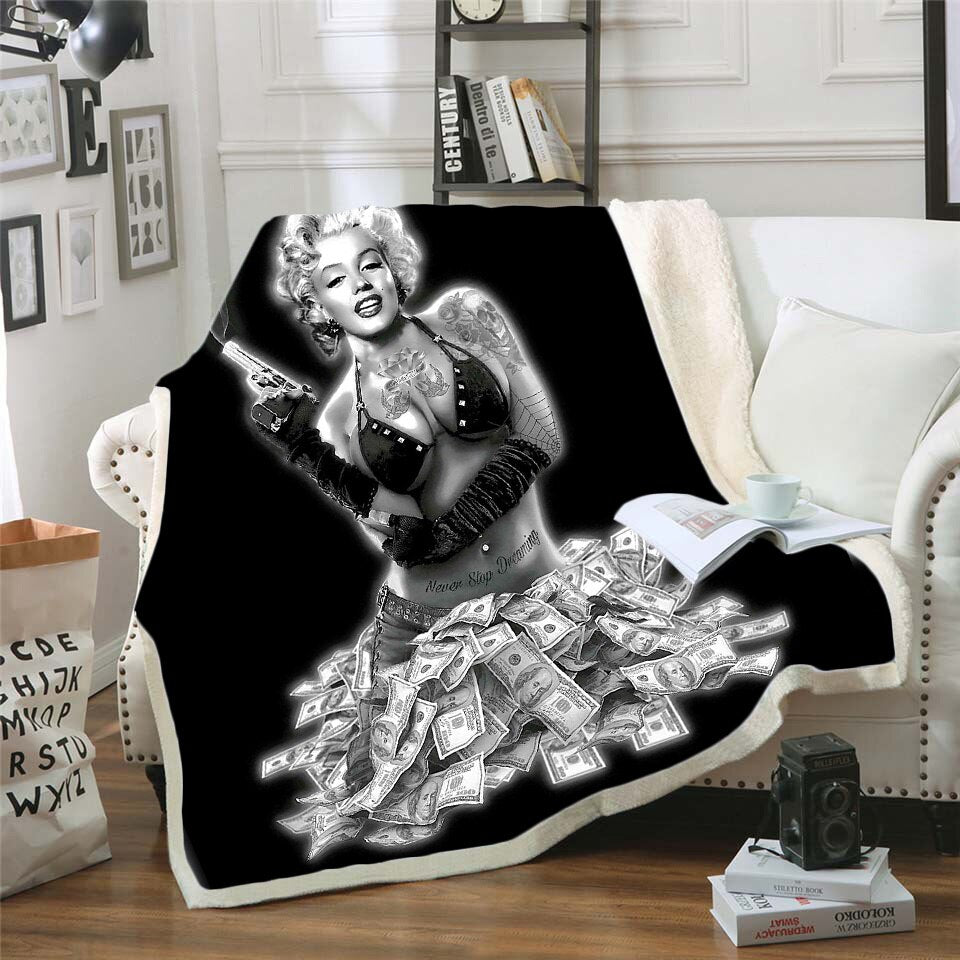 Skull Gothic Fleece Blanket for Beds Thick Quilt Fashion Bedspread Sherpa Throw Blanket