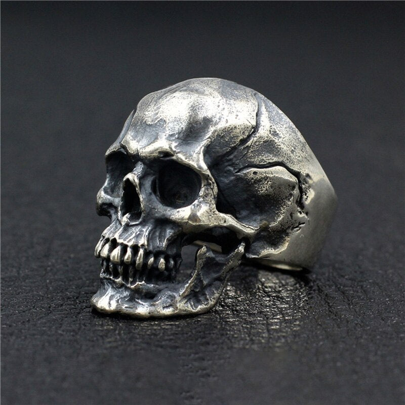 Heavy Punk Skull Rings For Men Real 925 Sterling Silver Jewelry Motorcycle Biker