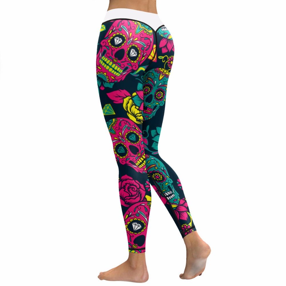 Halloween 3D Print Colorful Yoga Leggings Skull Sexy Fitness Yoga Pants Slim Leggins Sport Women Hot Running GYM Tights