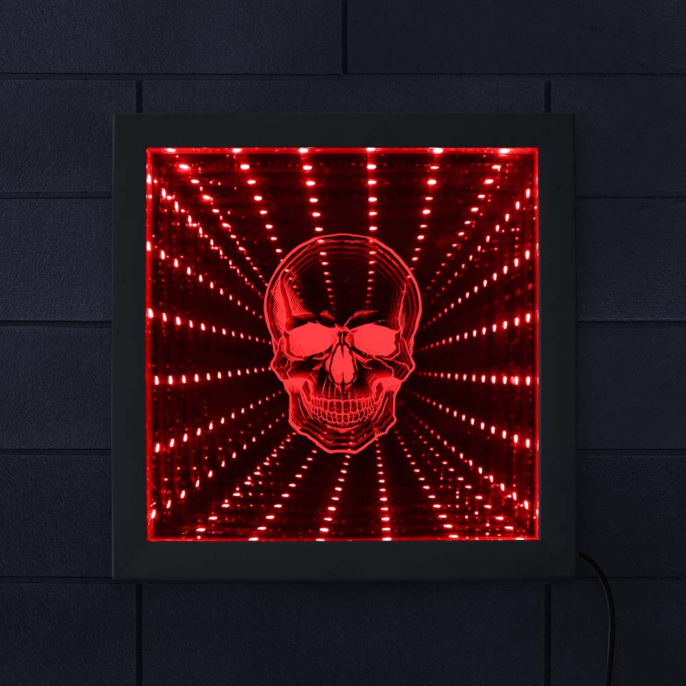 Halloween Horror Skeleton Head Tunnel Light Portable Infinity Mirror