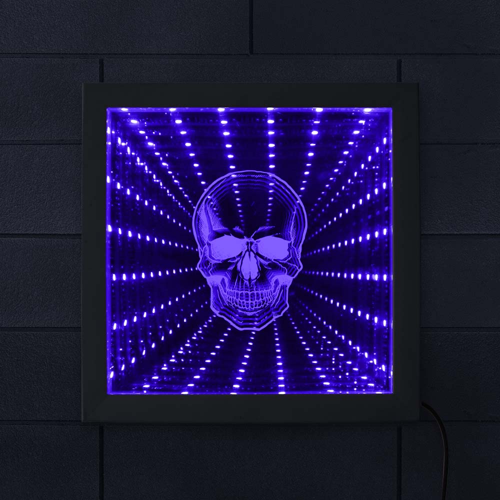 Halloween Horror Skeleton Head Tunnel Light Portable Infinity Mirror