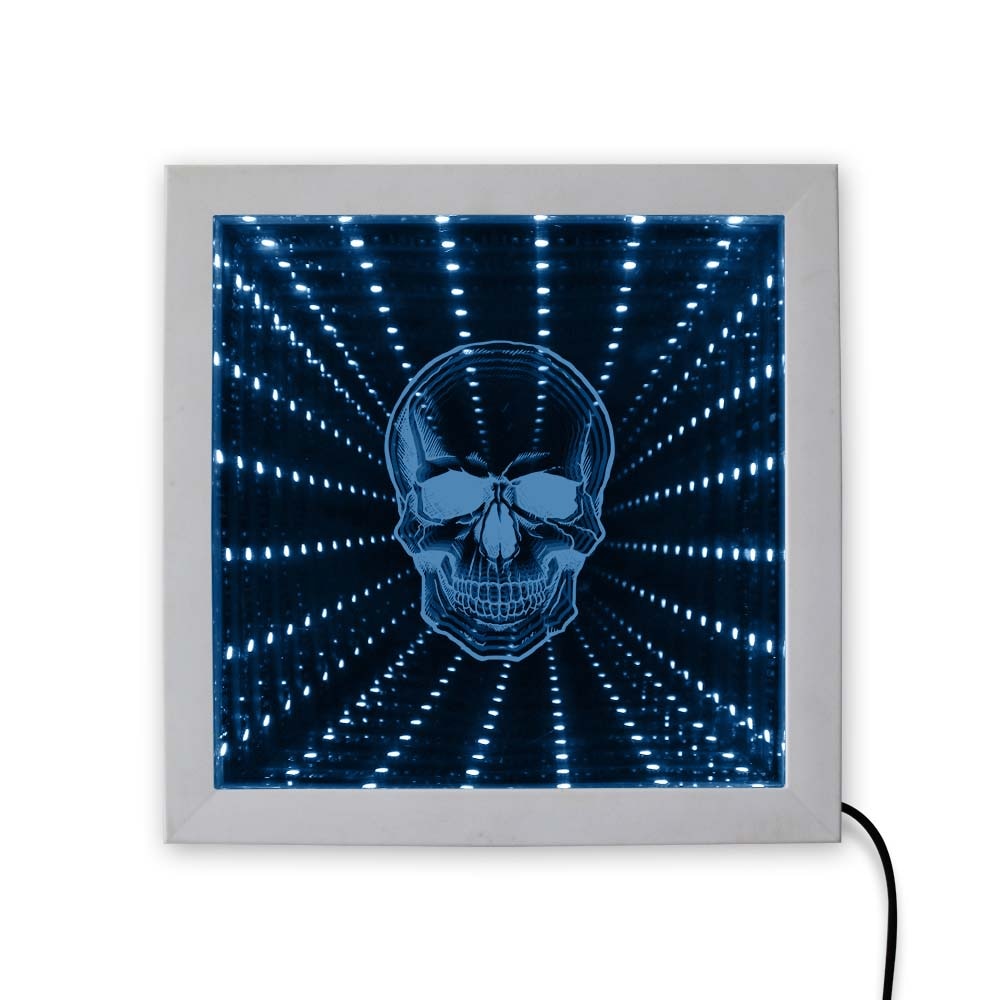 Halloween Horror Skeleton Head Tunnel Light Portable Infinity Mirror
