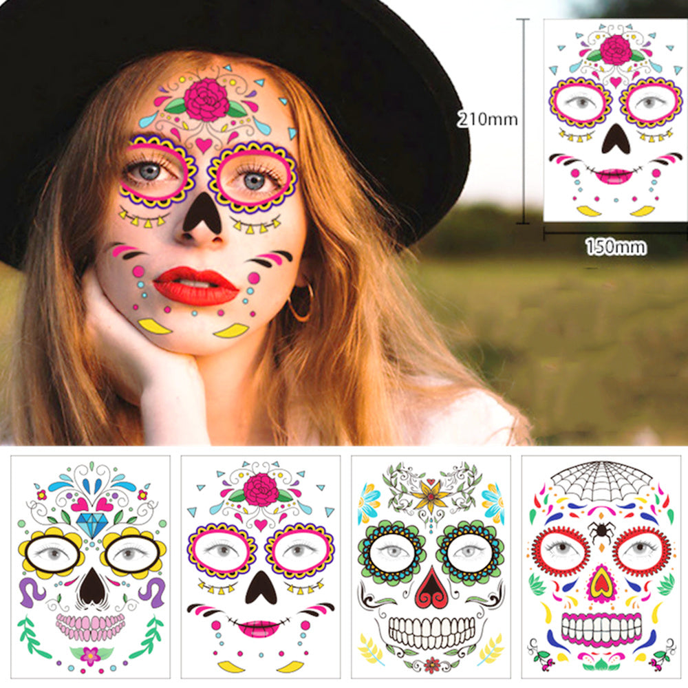 Waterproof Temporary Tattoo Sticker Party Decoration Sugar skull Mask