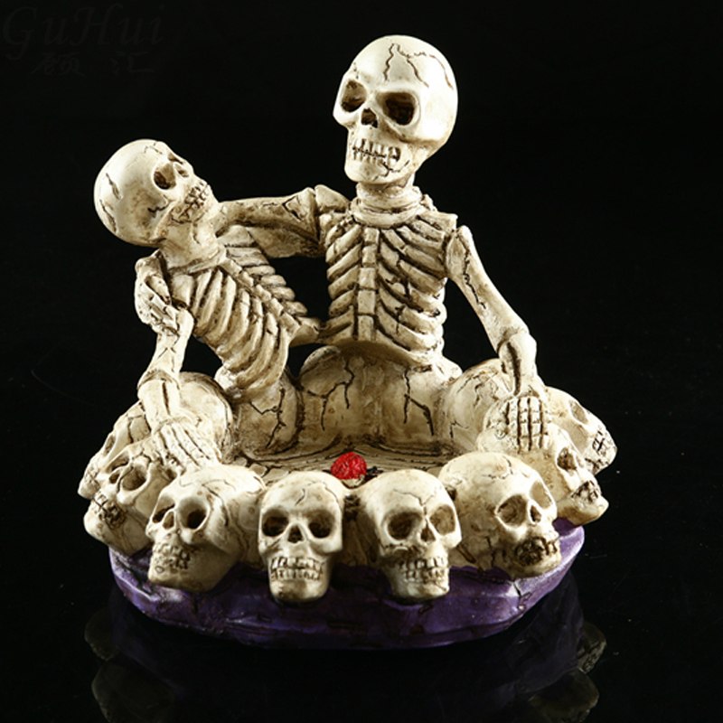 Halloween Resin Terror Model White Skull Wine Cup Ashtray Prop Skeleton