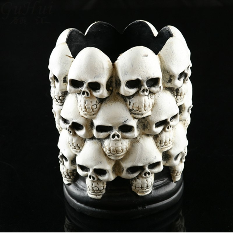 Halloween Resin Terror Model White Skull Wine Cup Ashtray Prop Skeleton