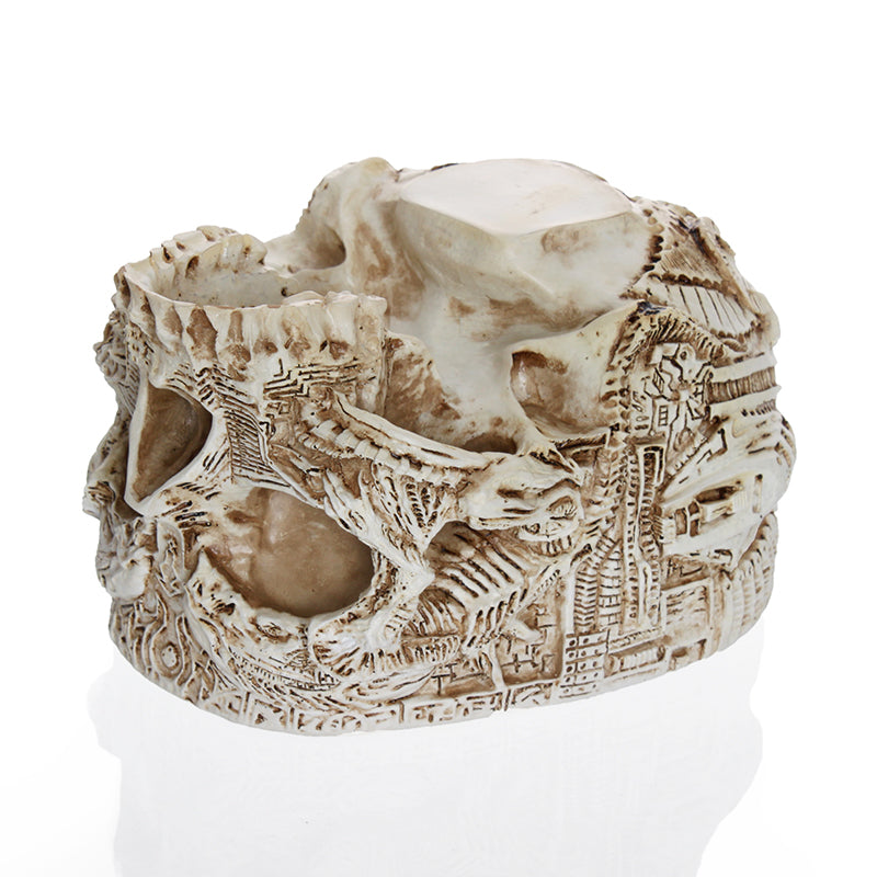 Hand Carved Skull Flower Pot Human Skull Bone Bowl Home Garden Decor