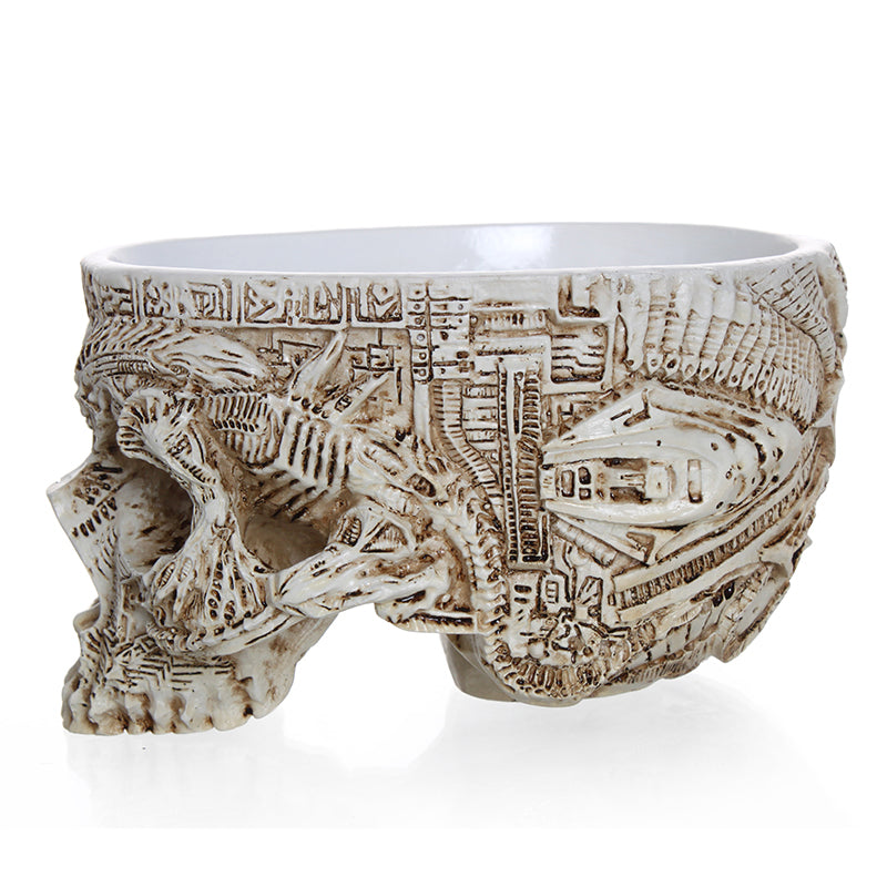 Hand Carved Skull Flower Pot Human Skull Bone Bowl Home Garden Decor